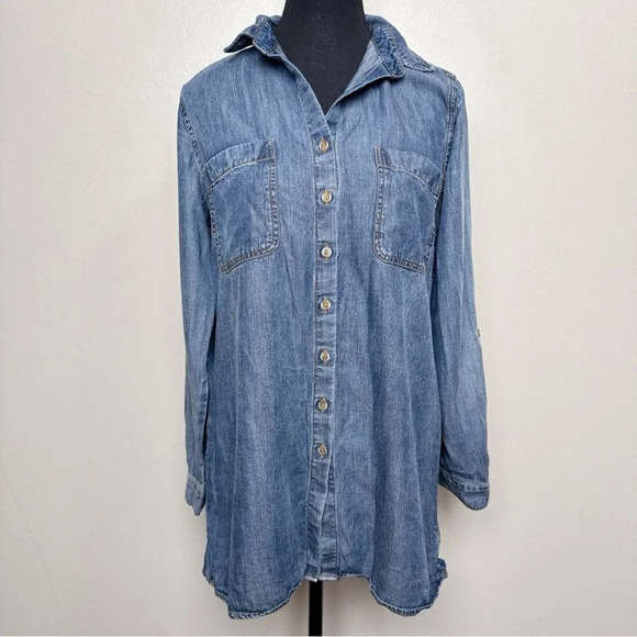 Cloth & Stone Womens Xsmall Chambray Button Shirt - Picture 2 of 16